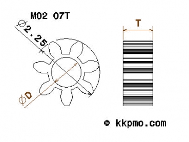 Zahnrad / Trieb M0.2 / 7 Zähne AD 1,8mm