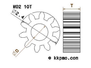 Zahnrad / Trieb M0.2 / 10 Zähne AD 2,4mm