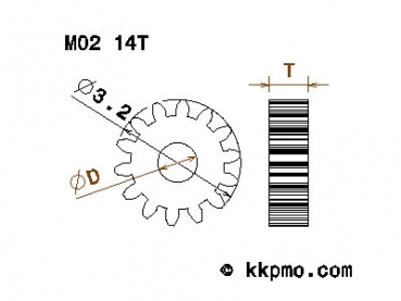 Zahnrad / Trieb M0.2 / 14 Zähne AD 3,2mm