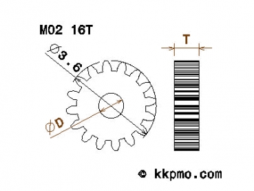 Zahnrad / Trieb M0.2 / 16 Zähne AD 3,6mm
