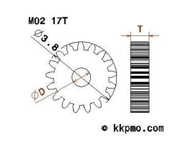Zahnrad / Trieb M0.2 / 17 Zähne AD 3,8mm