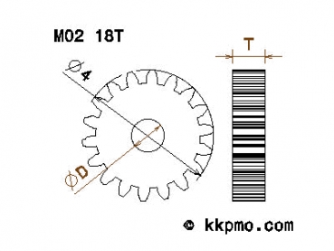 Zahnrad / Trieb M0.2 / 18 Zähne AD 4mm