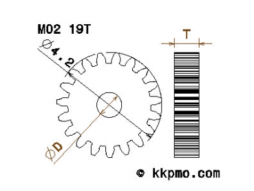 Zahnrad / Trieb M0.2 / 19 Zähne AD 4,2mm