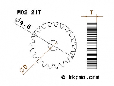 Zahnrad / Trieb M0.2 / 21 Zähne AD 4,6mm