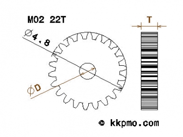 Zahnrad / Trieb M0.2 / 22 Zähne AD 4,8mm