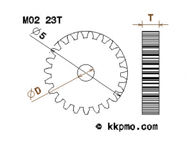 Zahnrad / Trieb M0.2 / 23 Zähne AD 5mm