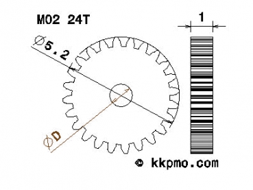 Zahnrad / Trieb M0.2 / 24 Zähne AD 5,2mm