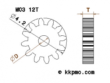 Zahnrad / Trieb M0.3 / 12 Zähne AD 4,2mm