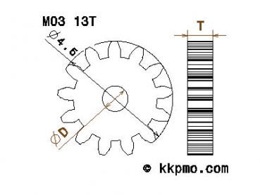 Zahnrad / Trieb M0.3 / 13 Zähne AD 4,5mm