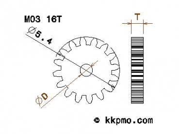 Zahnrad / Trieb M0.3 / 16 Zähne AD 5,4mm