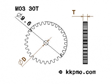 Zahnrad / Trieb M0.3 / 30 Zähne AD 9,6mm