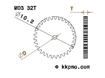 Zahnrad / Trieb M0.3 / 32 Zähne AD 10,2mm