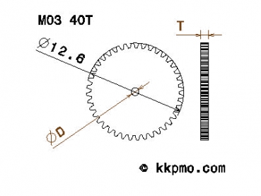 Zahnrad / Trieb M0.3 / 40 Zähne AD 12,6mm