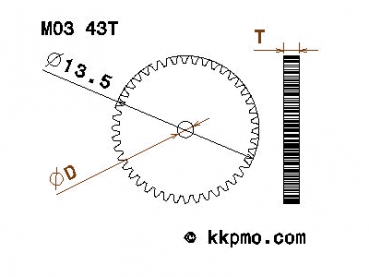 Zahnrad / Trieb M0.3 / 43 Zähne AD 13,5mm