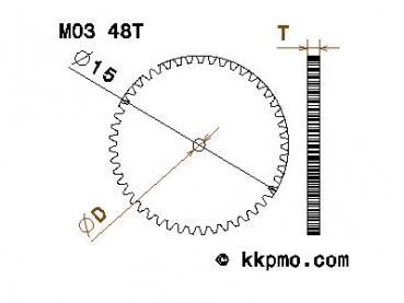 Zahnrad / Trieb M0.3 / 48 Zähne AD 15mm