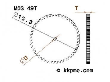 Zahnrad / Trieb M0.3 / 49 Zähne AD 15,3mm