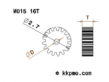Zahnrad / Trieb M0.15 / 16 Zähne