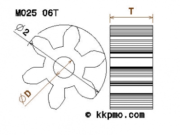 Zahnrad / Trieb M0.25 / 6 Zähne AD 2mm