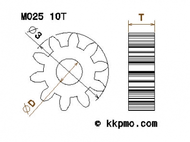 Zahnrad / Trieb M0.25 / 10 Zähne AD 3mm