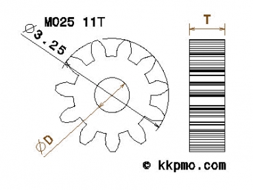 Zahnrad / Trieb M0.25 / 11 Zähne AD 3,25mm