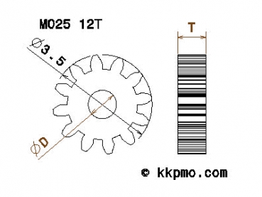 Zahnrad / Trieb M0.25 / 12 Zähne AD 3,5mm