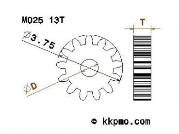 Zahnrad / Trieb M0.25 / 13 Zähne AD 3,75mm