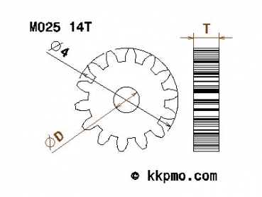 Zahnrad / Trieb M0.25 / 14 Zähne AD 4mm