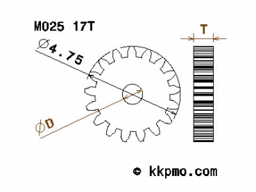 Zahnrad / Trieb M0.25 / 17 Zähne AD 4,75mm