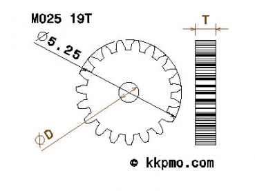 Zahnrad / Trieb M0.25 / 19 Zähne AD 5,25mm