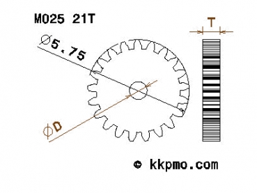 Zahnrad / Trieb M0.25 / 21 Zähne AD 5,75mm