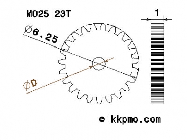 Zahnrad / Trieb M0.25 / 23 Zähne AD 6,25mm