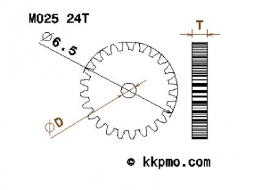 Zahnrad / Trieb M0.25 / 24 Zähne AD 6,5mm
