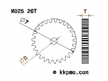 Zahnrad / Trieb M0.25 / 26 Zähne AD 7mm