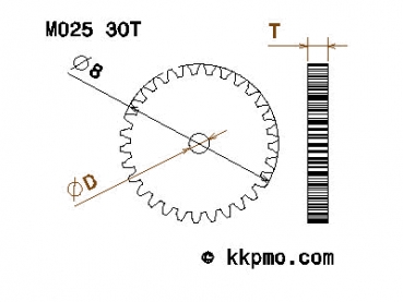Zahnrad / Trieb M0.25 / 30 Zähne AD 8mm
