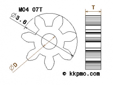 Zahnrad / Trieb M0.4 / 7 Zähne AD 3,6mm