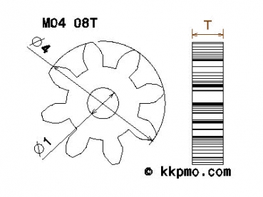 Zahnrad / Trieb M0.4 / 8 Zähne AD 4mm