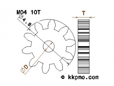 Zahnrad / Trieb M0.4 / 10 Zähne AD 4,8mm