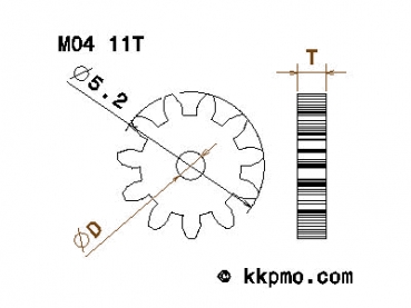 Zahnrad / Trieb M0.4 / 11 Zähne AD 5,2mm