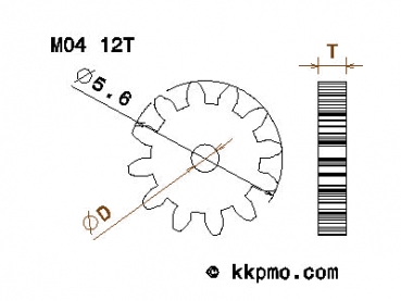 Zahnrad / Trieb M0.4 / 12 Zähne AD 5,6mm