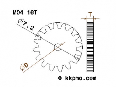 Zahnrad / Trieb M0.4 / 16 Zähne AD 7,2mm