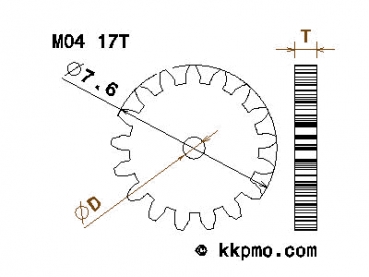 Zahnrad / Trieb M0.4 / 17 Zähne AD 7,6mm