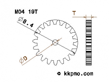 Zahnrad / Trieb M0.4 / 19 Zähne AD 8,4mm