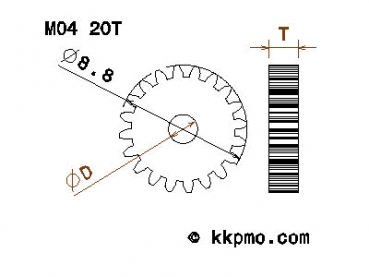 Zahnrad / Trieb M0.4 / 20 Zähne AD 8,8mm
