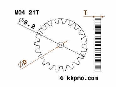 Zahnrad / Trieb M0.4 / 21 Zähne AD 9,2mm