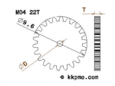 Zahnrad / Trieb M0.4 / 22 Zähne AD 9,6mm
