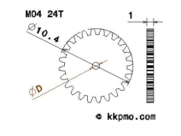 Zahnrad / Trieb M0.4 / 24 Zähne AD 10,4mm