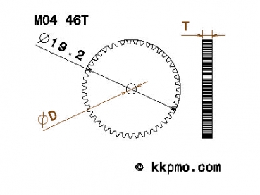 Zahnrad / Trieb M0.4 / 46 Zähne AD 19,2mm