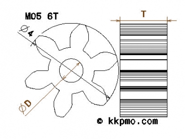 Zahnrad / Trieb M0.5 / 6 Z