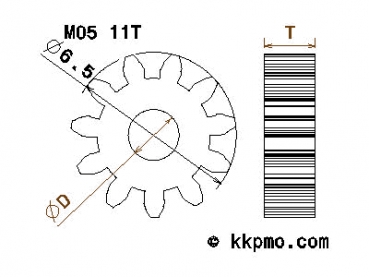 Zahnrad / Trieb M0.5 / 11 Zähne AD 6,5mm