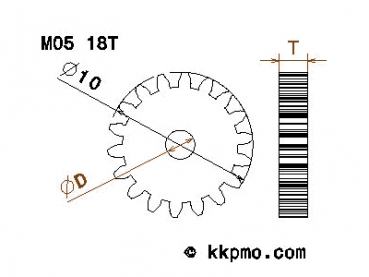 Zahnrad / Trieb M0.5 / 18 Zähne AD 10mm